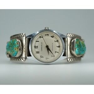 Old Pawn Navajo Native American Indian Sterling Silver Turquoise Watch Bracelet